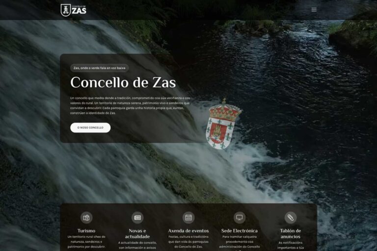 Captura de pantalla hero web Concello de Zas