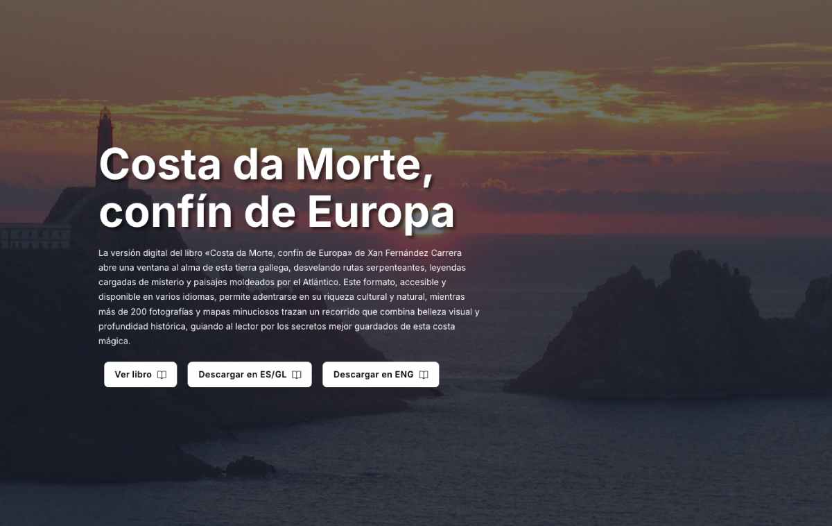 Header de la web sobre la digitalización del libro costa da morte confín de europa