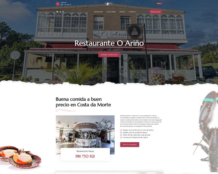 Captura Pantalla Corta Web Restaurante Arino